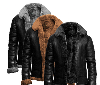 Veste en Cuir Homme Hiver - Chaude, Élégante, Coupe-Vent