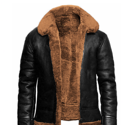 Veste en Cuir Homme Hiver - Chaude, Élégante, Coupe-Vent